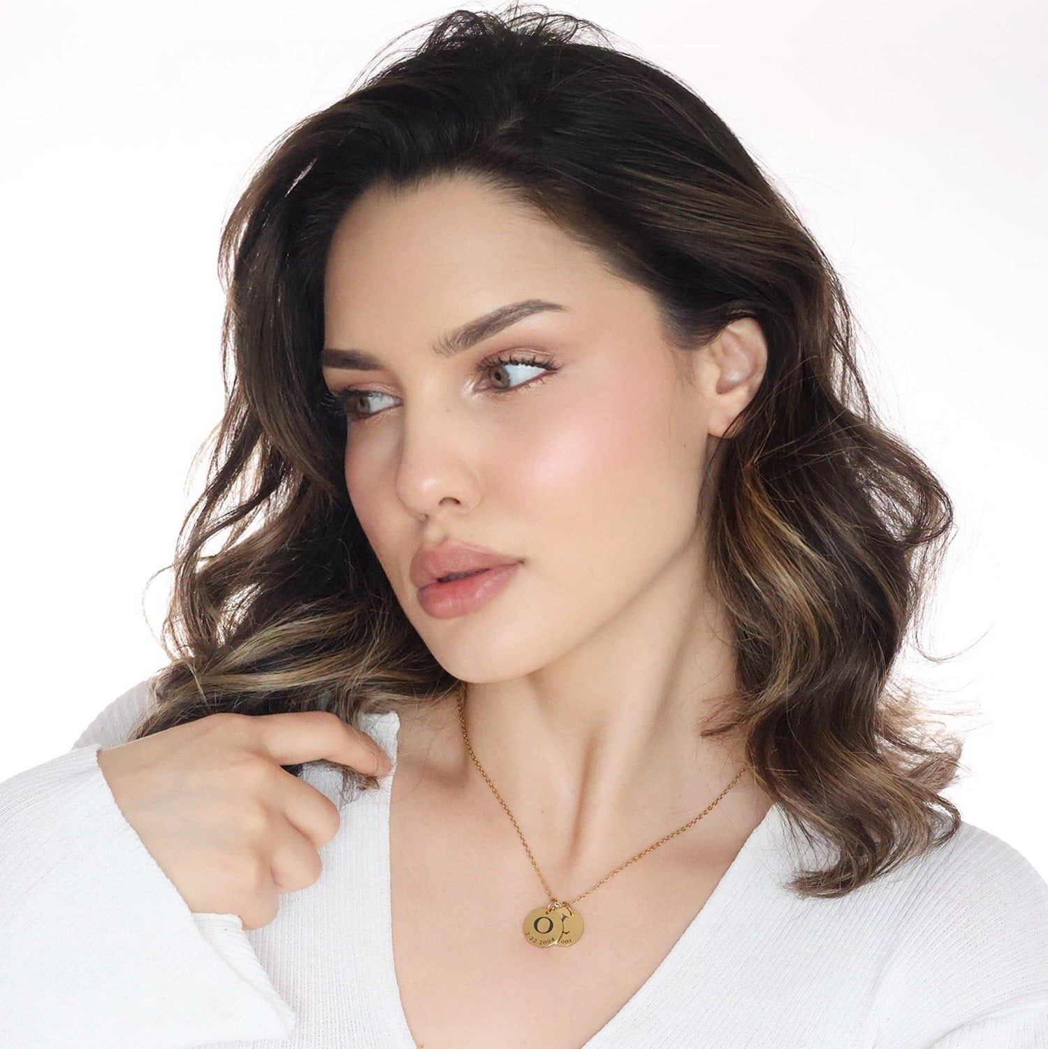 Engravable disc necklace - Engel-Kette