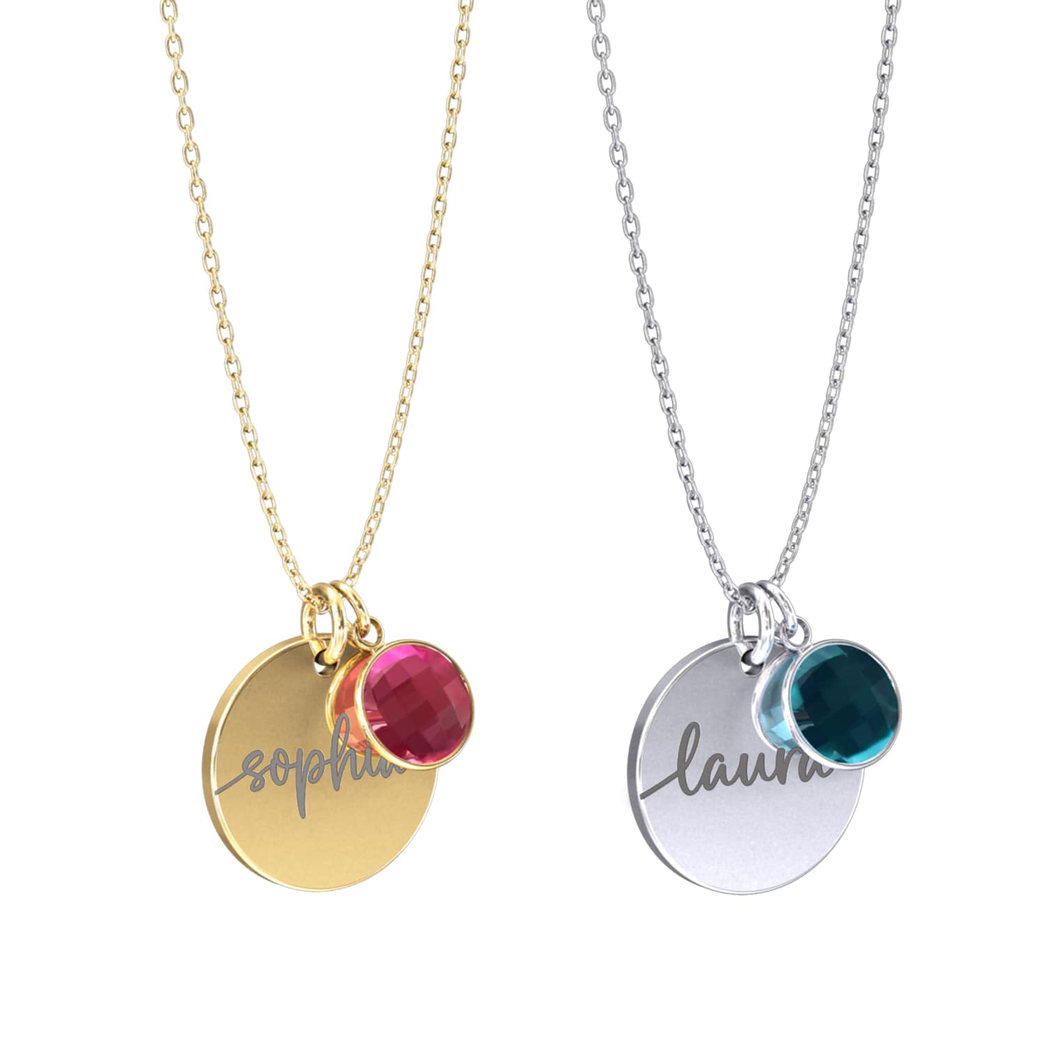 Engravable disc with gemstone - Engel-Kette
