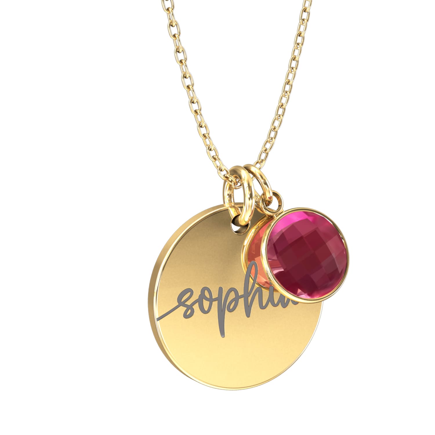 Engravable disc with gemstone - Engel-Kette