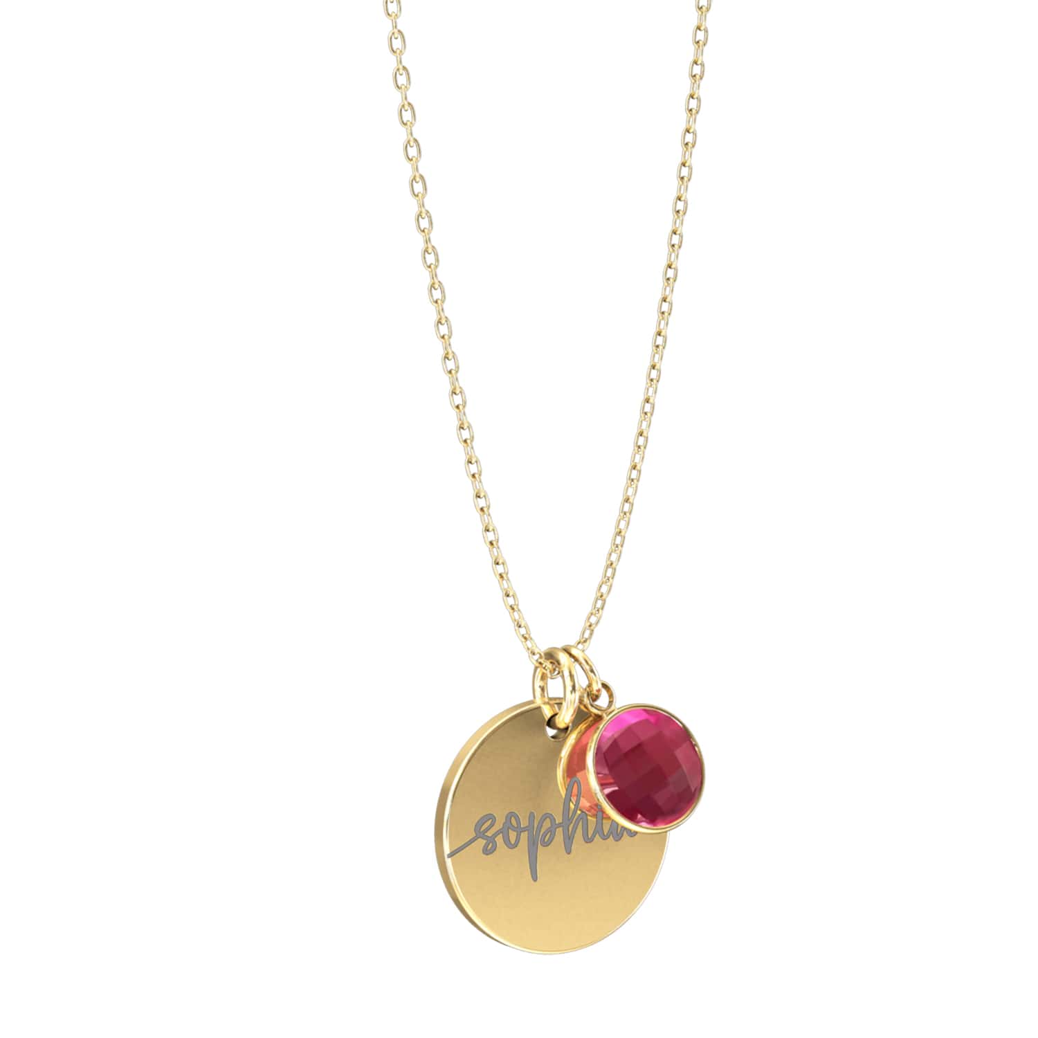 Engravable disc with gemstone - Engel-Kette