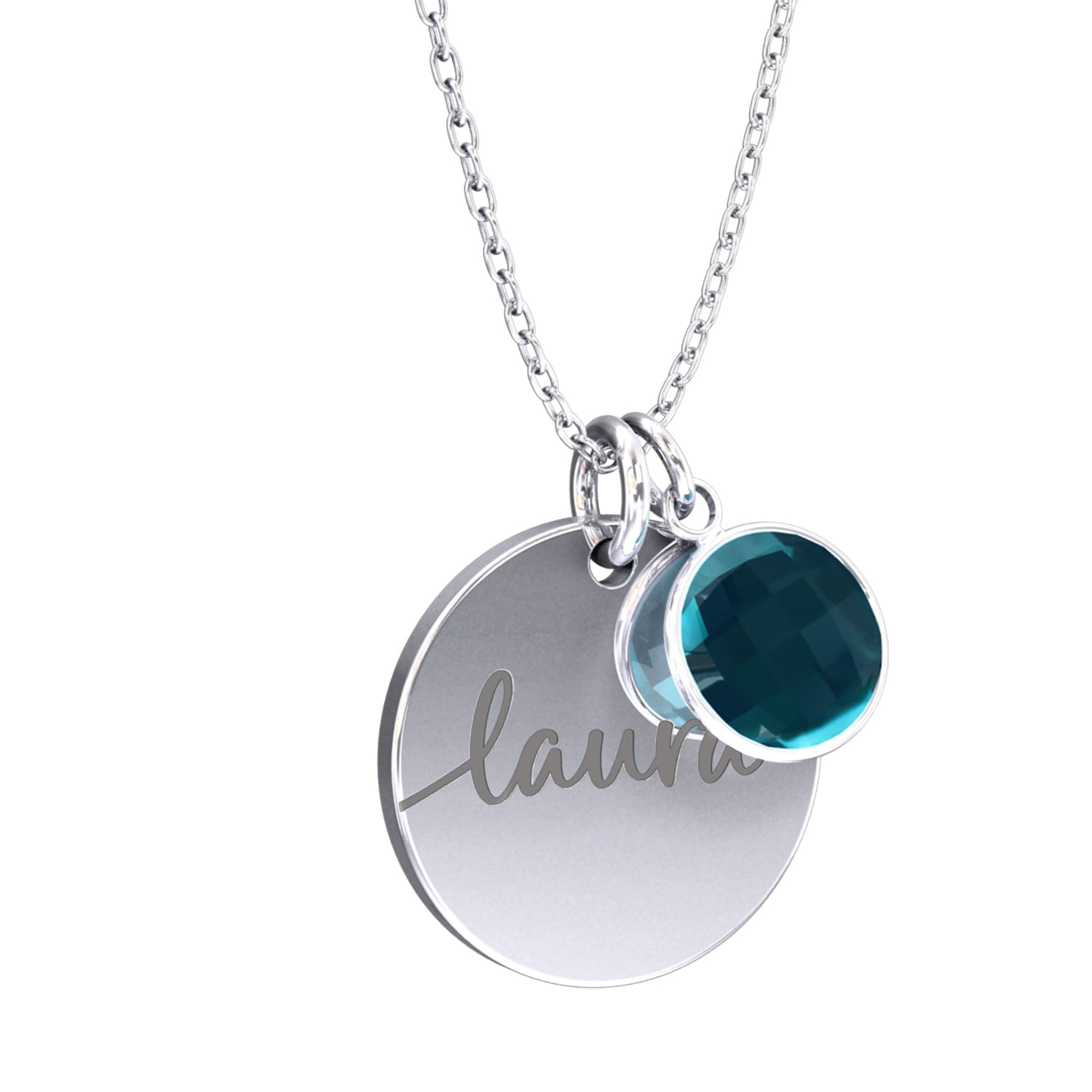 Engravable disc with gemstone - Engel-Kette