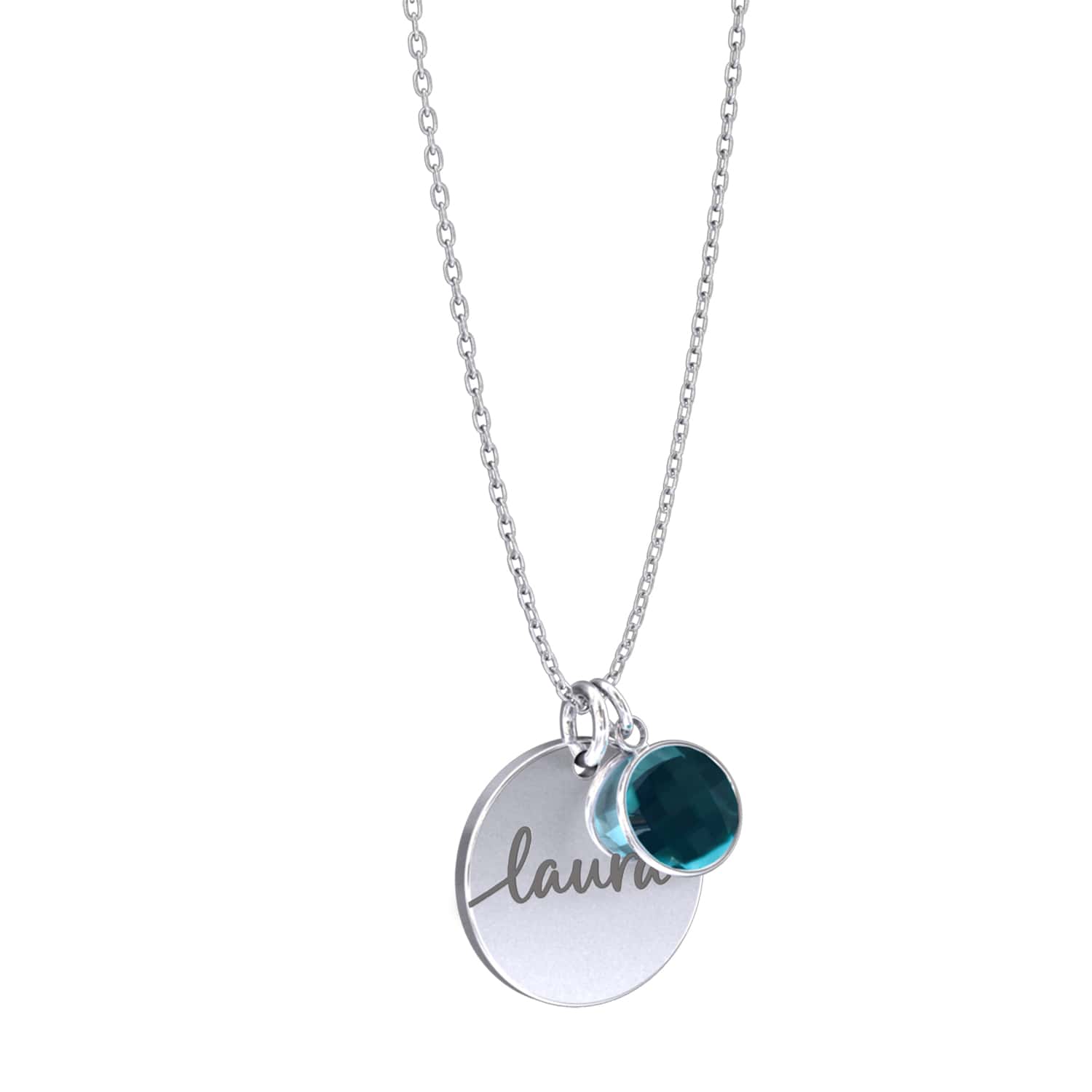 Engravable disc with gemstone - Engel-Kette
